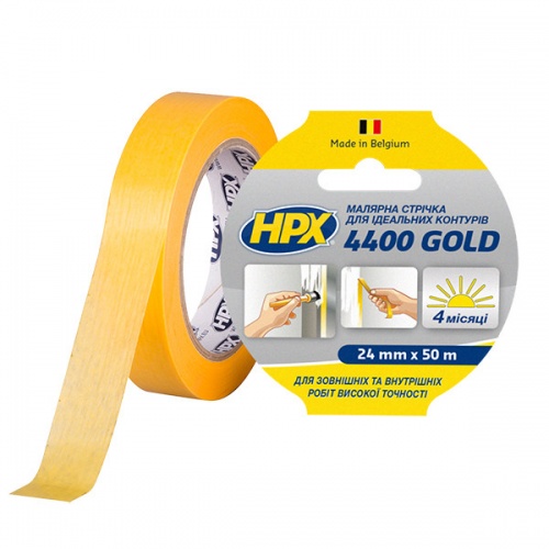 HPX 4400 "Золота" - малярна стрічка (скотч) для зовнішнього застосування та чітких контурів